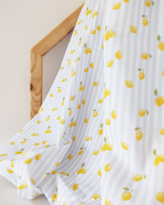 Lemons blue & white stripes mini