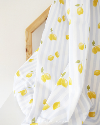 Lemons blue & white stripes
