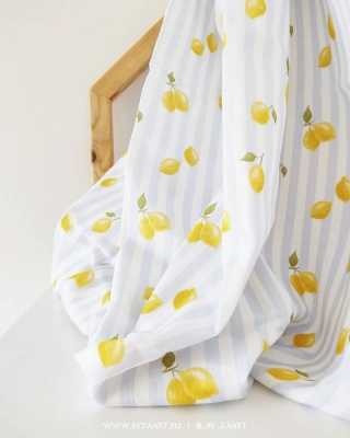 Lemons blue & white stripes