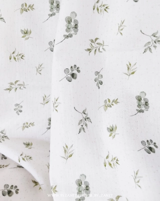Watercolor leaves green & dots