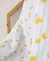 Lemons blue & white stripes mini