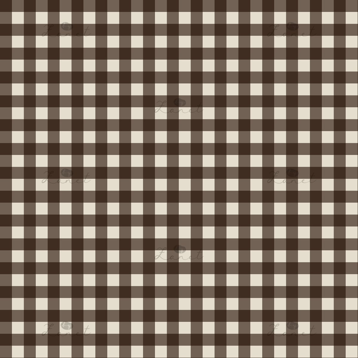 Gingham 50mm brown ecru - 15 cm