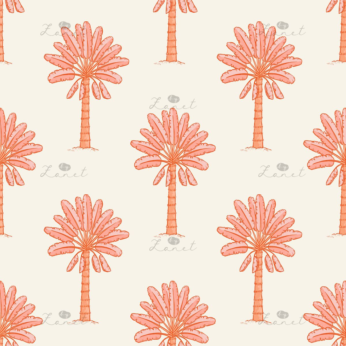 PALM TREE girls pink orange - 24 CM