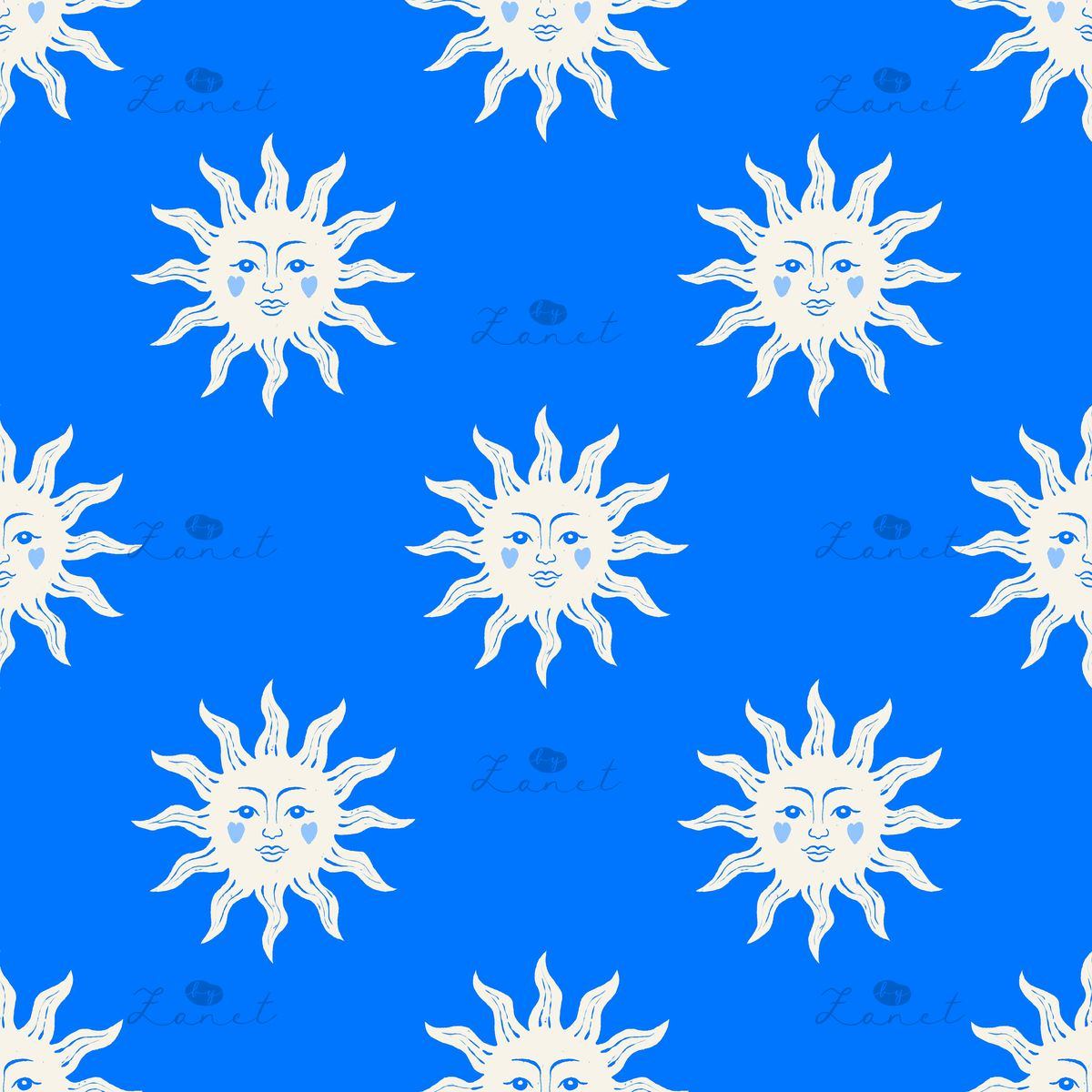 Sun face electric blue - 30 cm