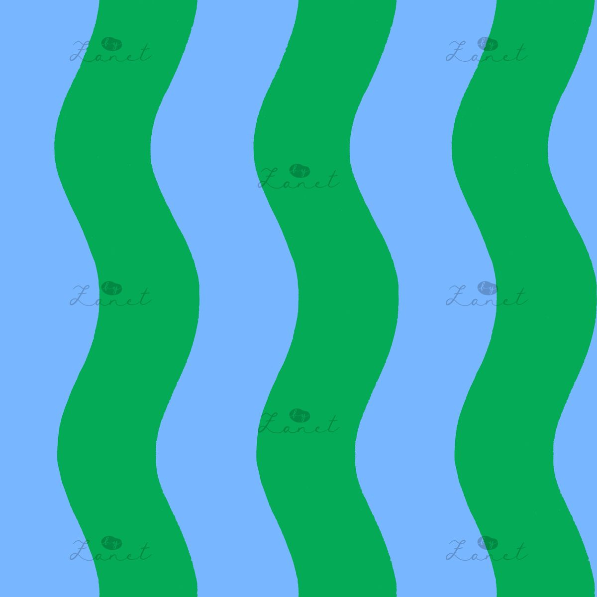 vlnky electric blue & green - 30 cm