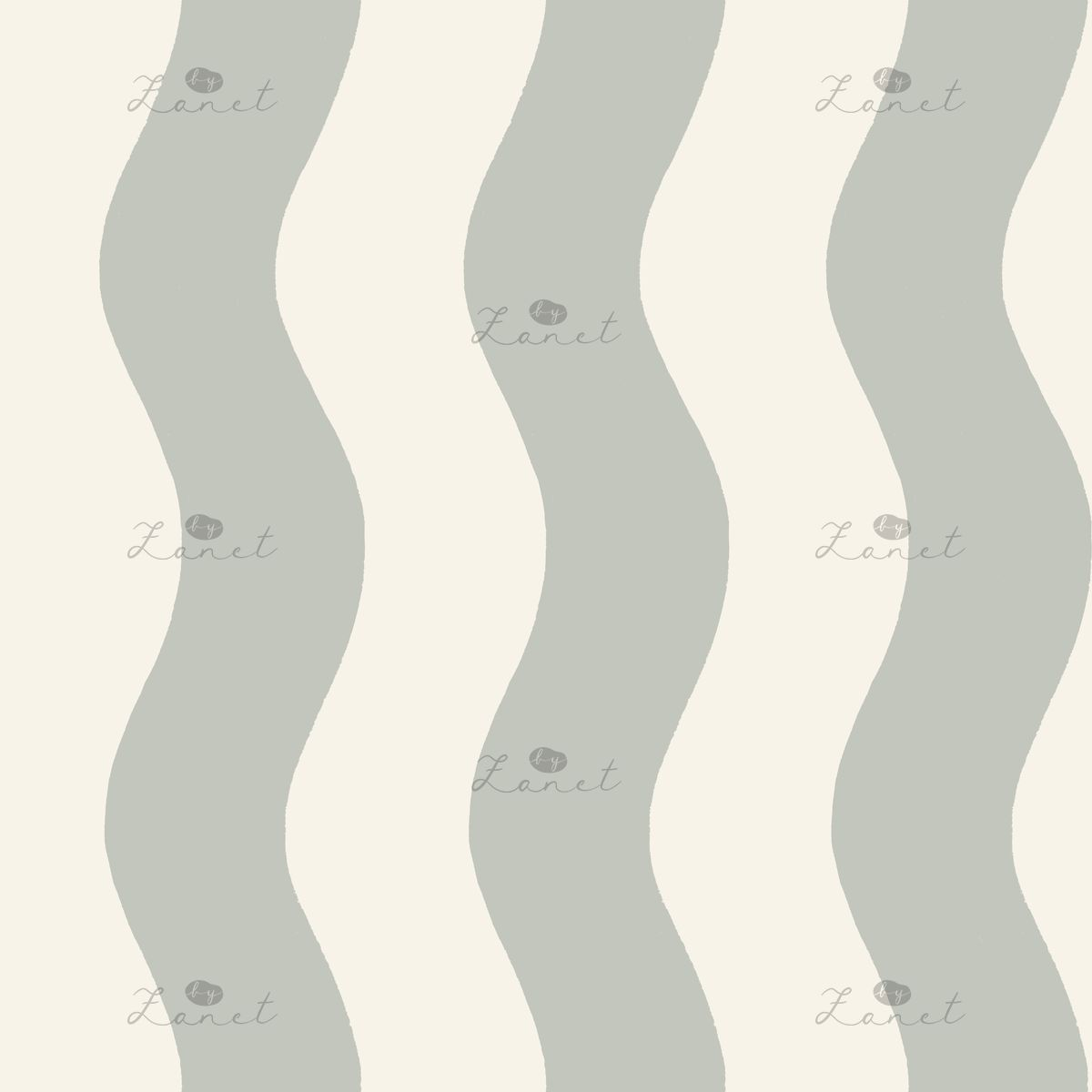 WAVY STRIPES sage and cream - 30 CM