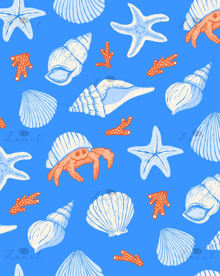 Shells on the beach electric blue - 30 cm