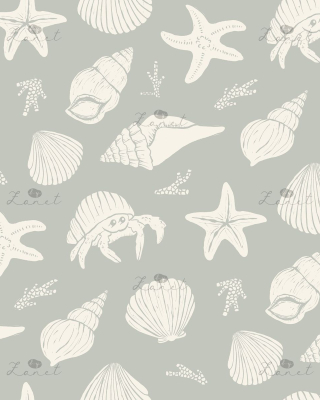 SHELLS ON THE BEACH sage - 30 CM