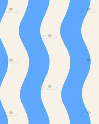 Wavy stripes electric blue and cream - 30 cm