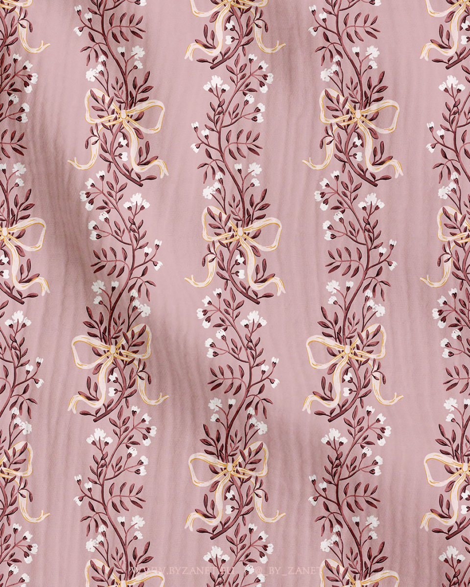 Floral stripes dusty pink