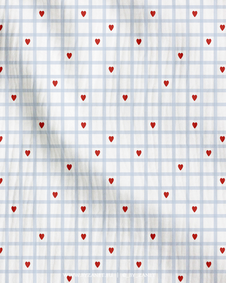 hearts & checks - red & blue