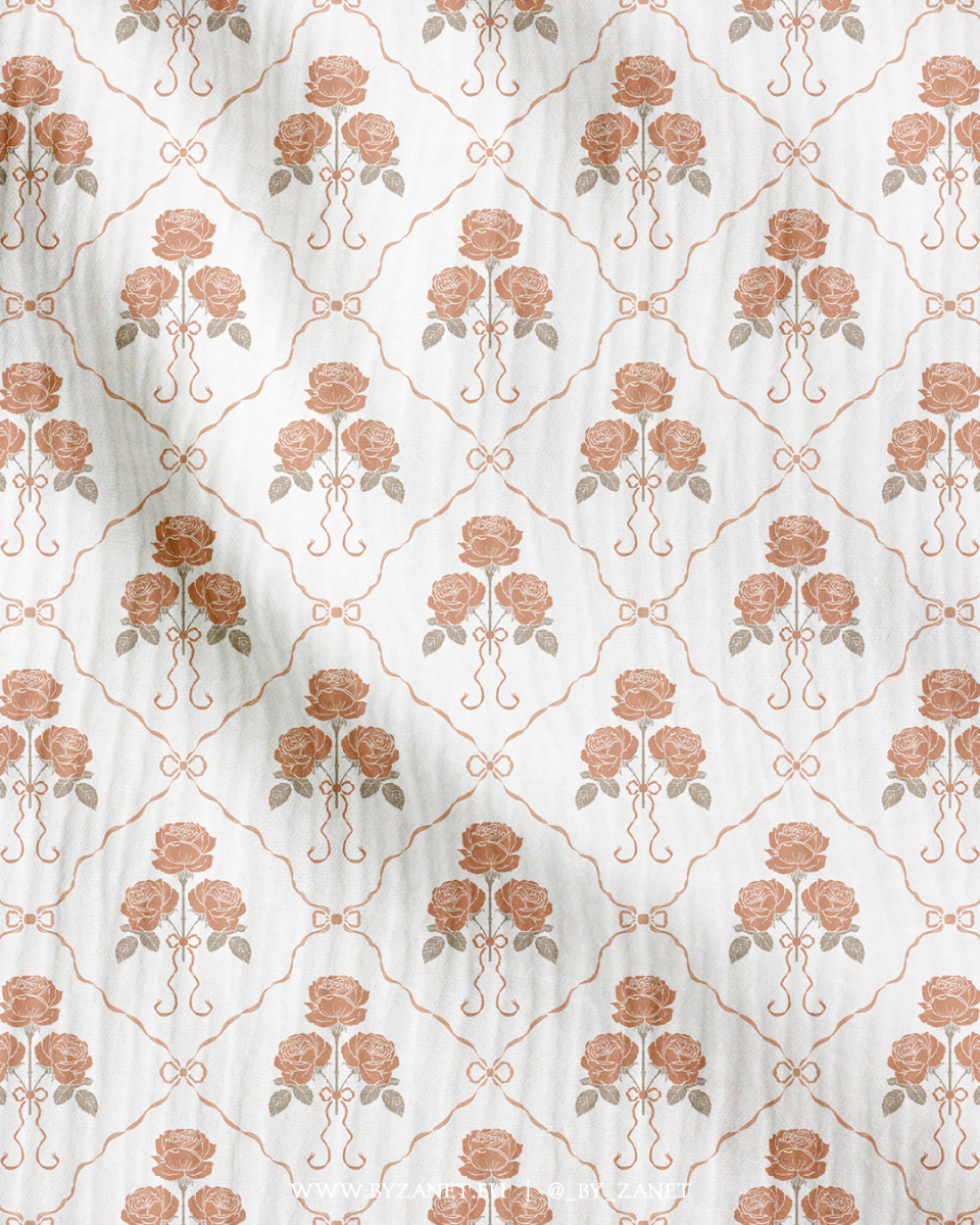roses & bows - terracotta & olive green