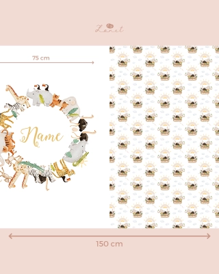 safari baby blanket panel with name