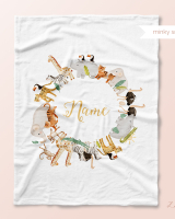 safari baby blanket panel with name