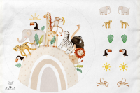 BABY PLAYMAT CUT & SEW PANEL - SAFARI rainbow