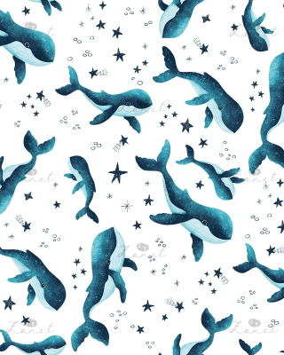 Whales and stars blue mini - 15 cm