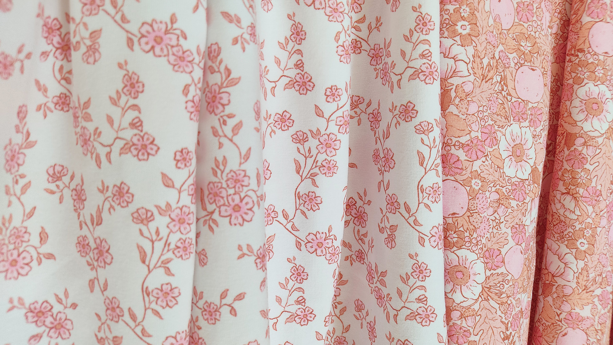 organic jersey fabric by meter tiny flowers old rose pink